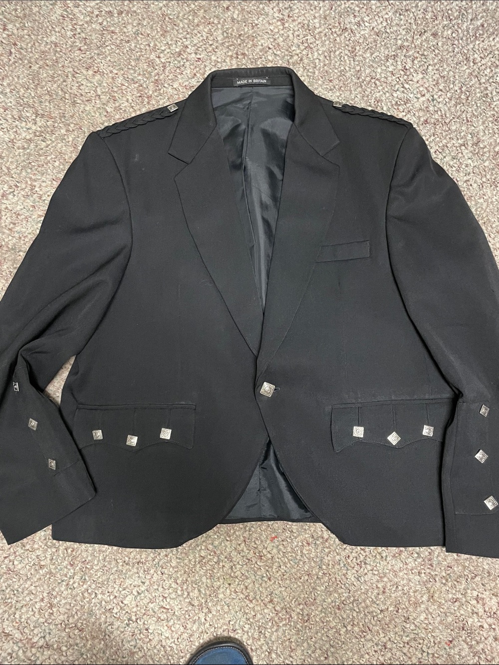 Vintage Black Silver Square Studded single button blazer